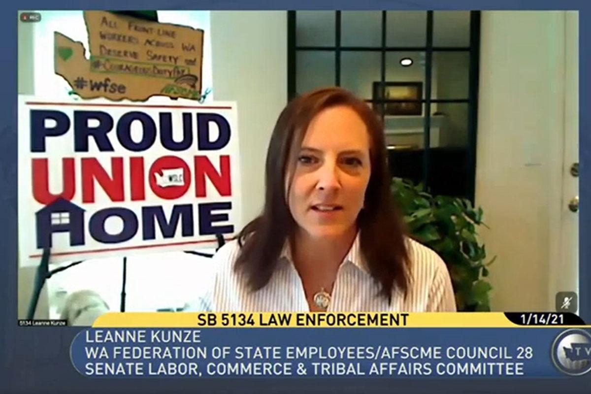 WFSE Executive Director Leanne Kunze testifies against SB 5134.